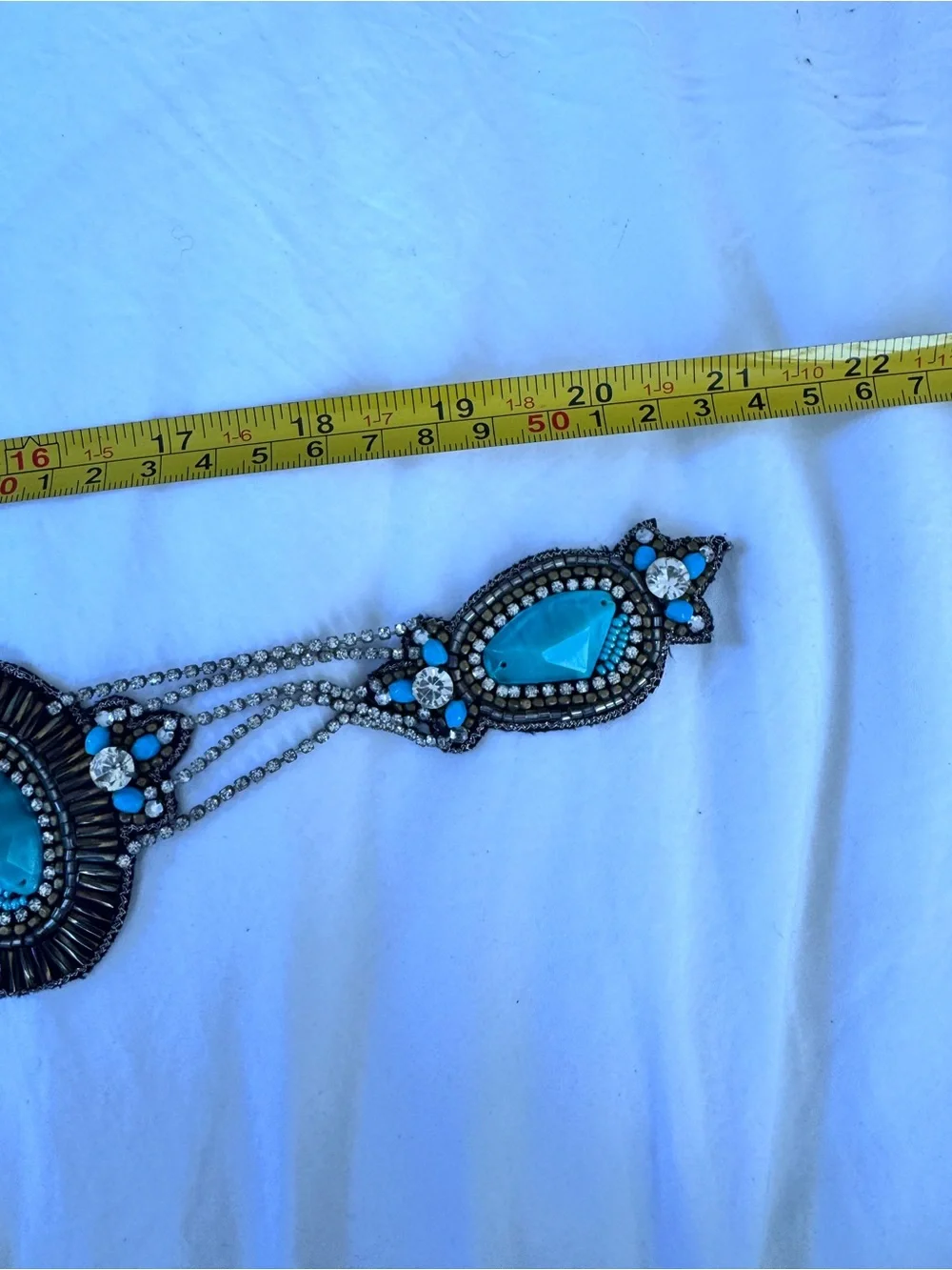 Turquoise leather Bibb statement necklace